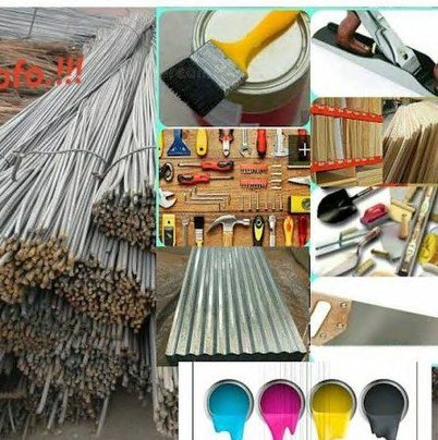 Rebar, paint, tools, timber and roofing sheets